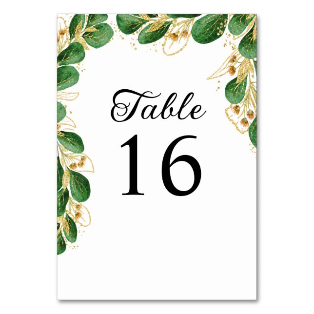 Numéro De Table Verdure et feuille d'or Mariage élégant (Par défaut)