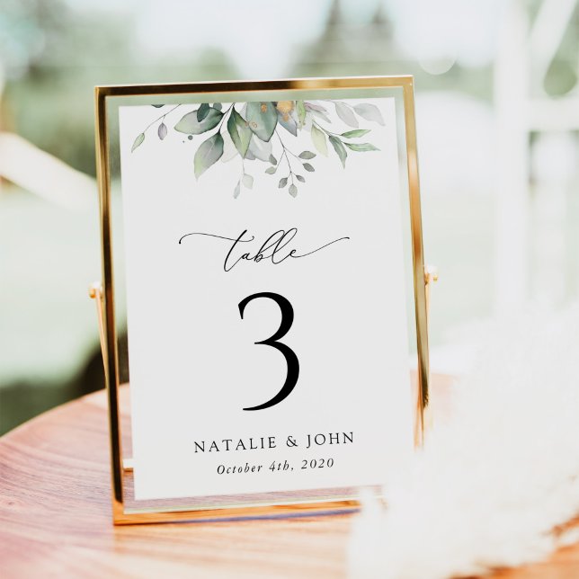 Numéro De Table Verdure, Eucalyptus Feuilles, Boho, numéros de tab (Créateur téléchargé)