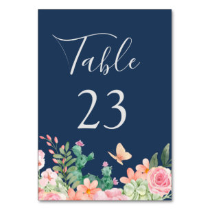 Numéro De Table Vert aquarelle fleurie mariage Enregistrer la date