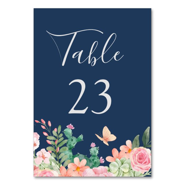 Numéro De Table Vert aquarelle fleurie mariage Enregistrer la date (Par défaut)