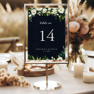 Numéro De Table Vert Blanc Floral Royal Blue Mariage