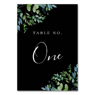 Numéro De Table Vert botanique moderne Noir