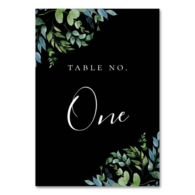 Numéro De Table Vert botanique moderne Noir (Par défaut)