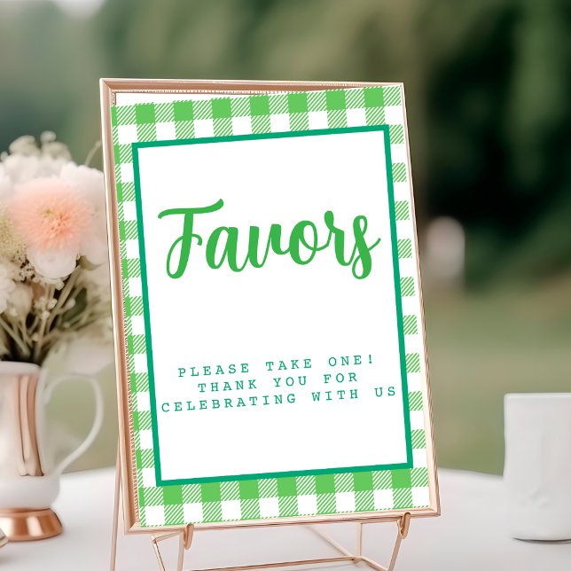 Numéro De Table Vert clair En vichy favorise (Bright Green Gingham Favors Table Number)