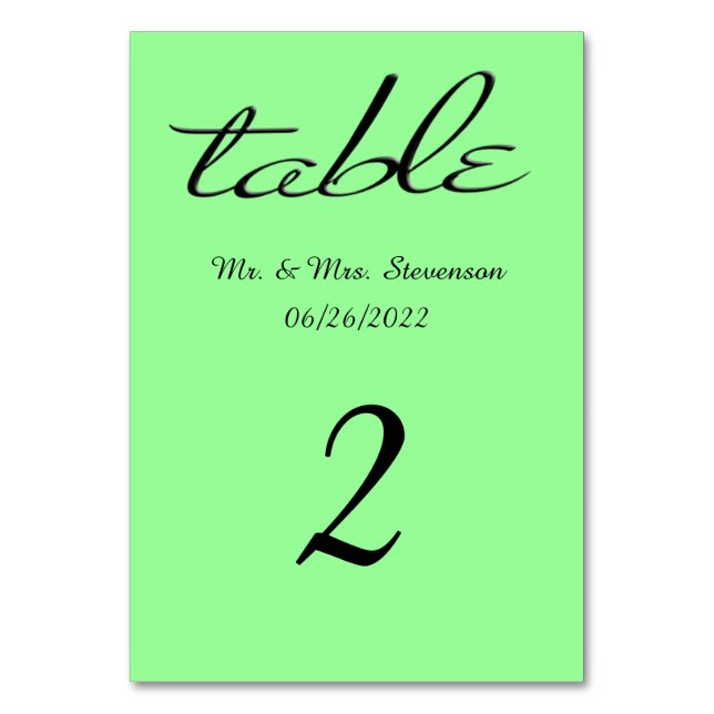 Numéro De Table Vert Menthe Foncé Uni (Par défaut)