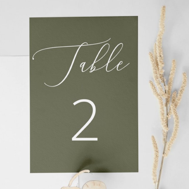 Numéro De Table Vert olive foncé Mariage Formel Botanique Forestie (Créateur téléchargé)