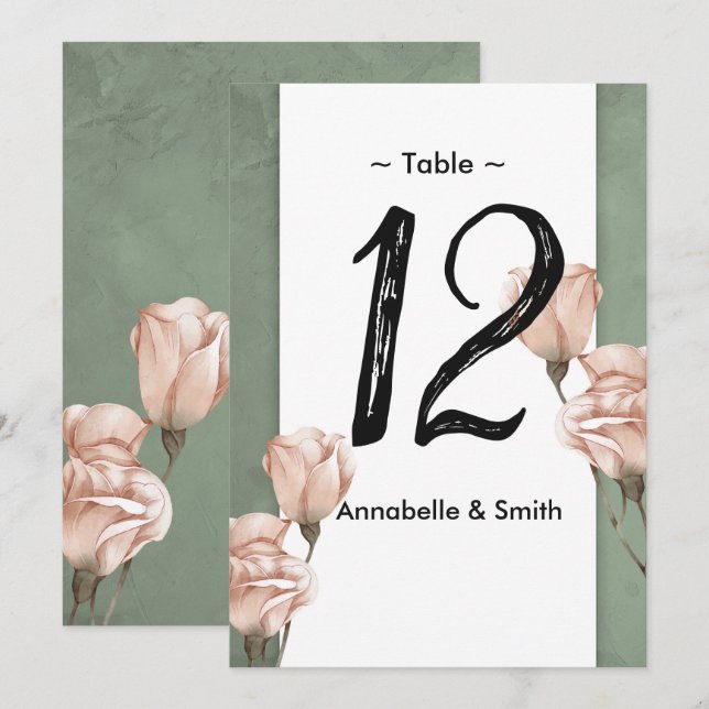 numéro de table verte tendance (Devant / Derrière)