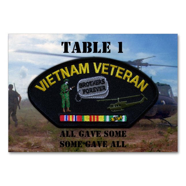 Numéro De Table vétérans militaires du Vietnam (Devant)