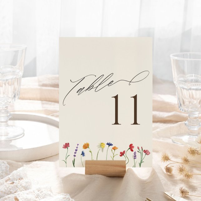 Numéro De Table Vibrant Fleur sauvage coloré Mariage de fleurs (Créateur téléchargé)