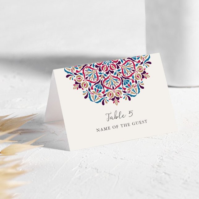 Numéro De Table Vibrant Floral Delight Mandala Wedding Place Card  (Créateur téléchargé)