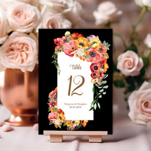 Numéro De Table Vibrant Mariage noir
