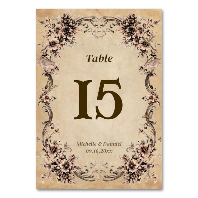 Numéro De Table Victorian Floral Frame Wedding Table (Par défaut)