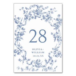 Numéro De Table Victorien Ornate Grace Floral Dusty Mariage bleu