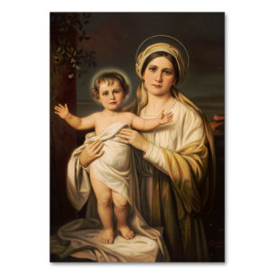 Numéro De Table Vierge Marie tenant l'enfant Jésus