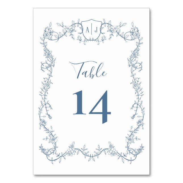 Numéro De Table Vigne de rose rampante botanique bleu acier de mar (Par défaut)