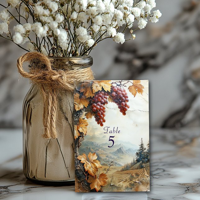 Numéro De Table Vignoble Campagne Italienne Raisin Vigne   (Créateur téléchargé)