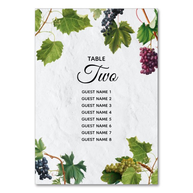 Numéro De Table Vignoble de raisins Méditerranée Grec Mariage (Par défaut)