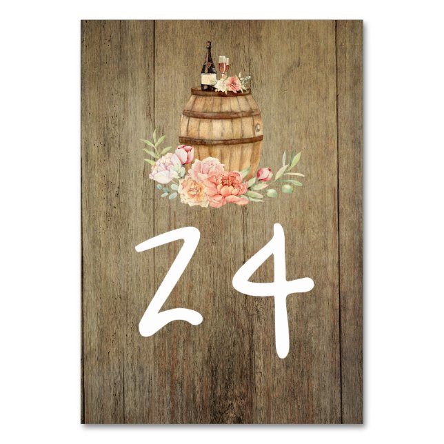 Numéro De Table Vin Baril Rustique Pays Floral (Par défaut)