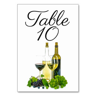 Numéro de table vin rouge ou blanc