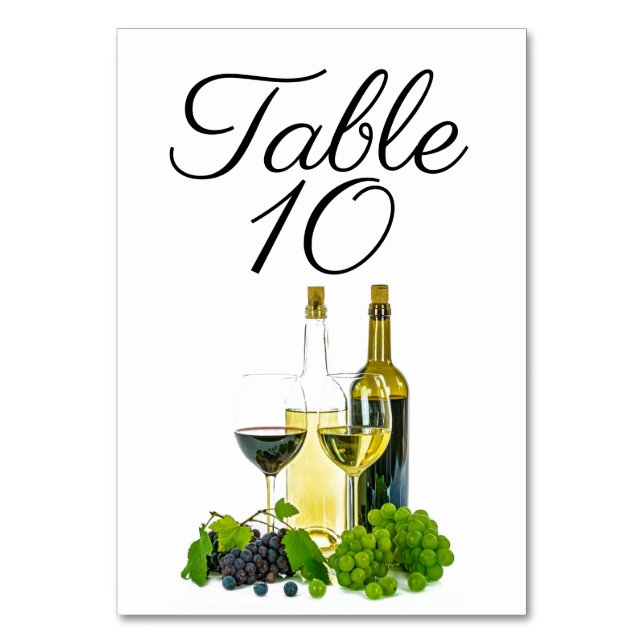 Numéro de table vin rouge ou blanc (Dos)