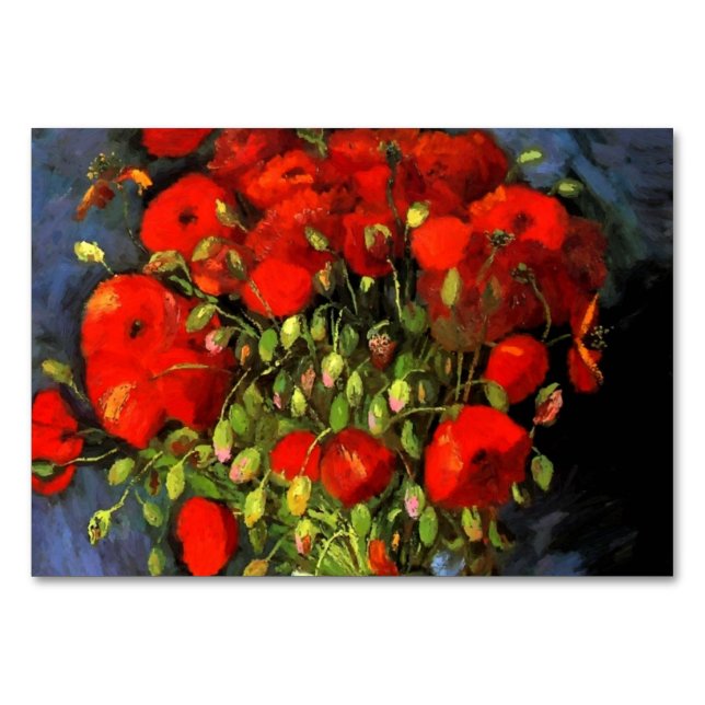 Numéro De Table Vincent Van Gogh Vase Avec Des Poppies Rouges Art  (Devant)