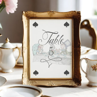 Numéro De Table Vintage Alice au Pays des merveilles Tea Party Car