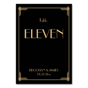 Numéro De Table Vintage Art Déco Noir Grand Gatsby Numéros de tabl