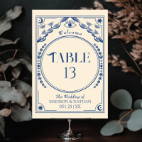 Vintage Bleu Élégant Mariage de Tarot mystique