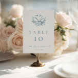 Numéro De Table Vintage Blue Floral Swans Wedding<br><div class="desc">Vintage Blue Floral Swans Wedding Table Number. Personalize with your names and wedding date.</div>