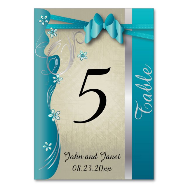 Numéro De Table Vintage Classé Turquoise et Argent (Par défaut)