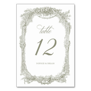 Numéro De Table Vintage Elégant Cadre Floral Ornament Mariage
