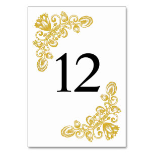 Numéro De Table Vintage Gold Table 12