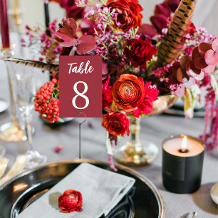 Numéro De Table Vintage minimaliste moderne Mariage blanc rouge