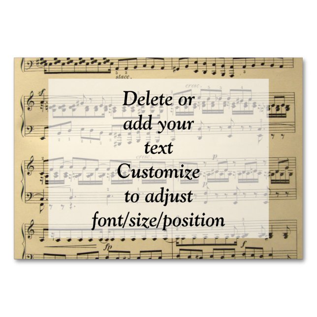 Numéro De Table Vintage Music Sheet (Devant)