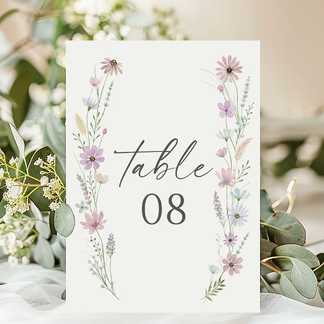 Numéro De Table Vintage Pastel Wildflower Wedding (Créateur téléchargé)