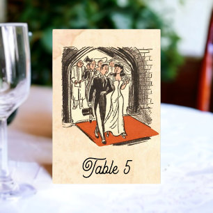 Numéro De Table Vintage Retro Elegant Comic Book Rustic Mariage