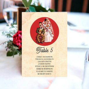 Numéro De Table Vintage Retro Mariée Et Groom Vieux Mariage Rustiq