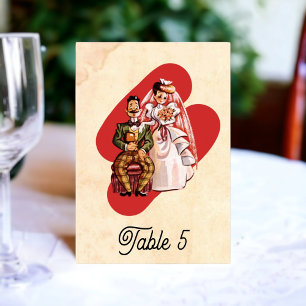 Numéro De Table Vintage Retro Vieux Aquarelle Mariage de livre