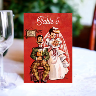 Numéro De Table Vintage Retro Vieux Marié Groom Comique Rustique M
