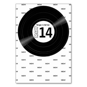 Numéro De Table Vinyl Record Monogramme Motif Blanc