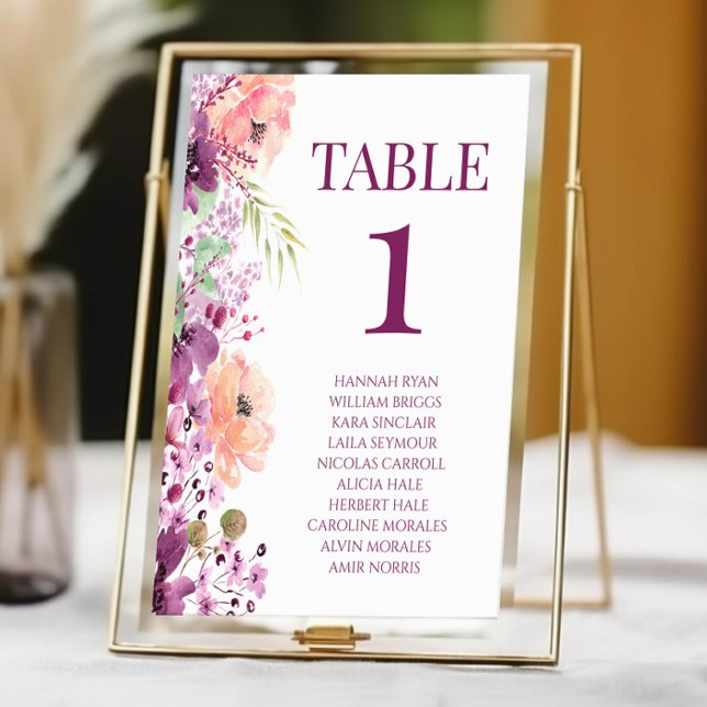 Numéro De Table Violet de automne Magenta violet fleurs Mariage (Créateur téléchargé)