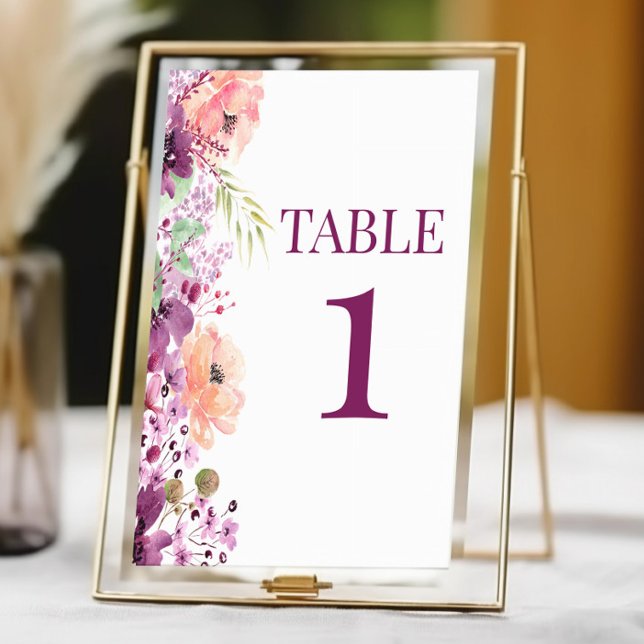 Numéro De Table Violet de automne Magenta violet fleurs Mariage (Créateur téléchargé)