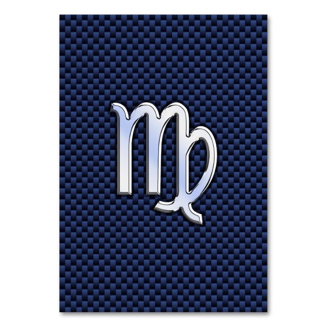 Numéro De Table Virgo Zodiac Sign on Navy Blue Carbon Fiber Print (Par défaut)