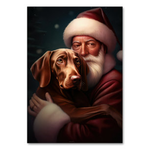 Numéro De Table Vizsla avec Noël Festif du Père Noël