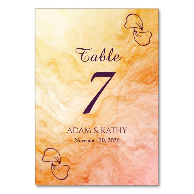 Numéro De Table Warm Autumn Marble Table Number (Par défaut)