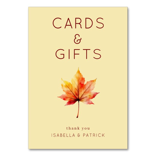 Numéro De Table Warm Autumn Watercolor Maple Leaf (Par défaut)