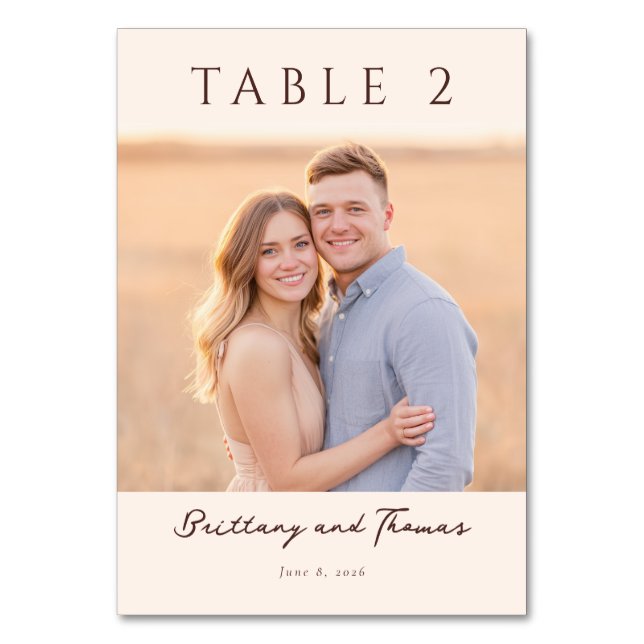 Numéro De Table Warm Beige Minimalist Photo (Par défaut)