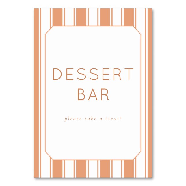Numéro De Table Warm Peach Minimalist Dessert Bar Sign (Par défaut)