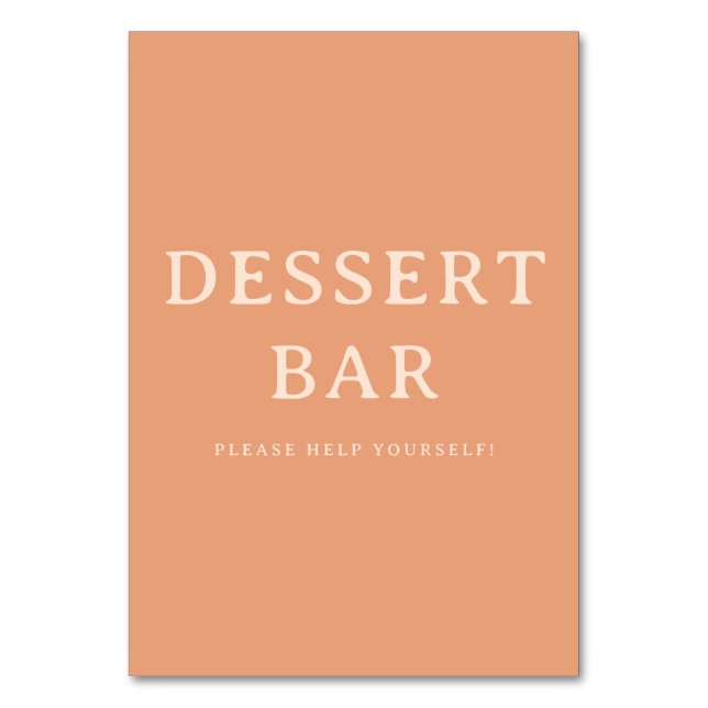 Numéro De Table Warm Peach Minimalist Dessert Bar Sign (Par défaut)