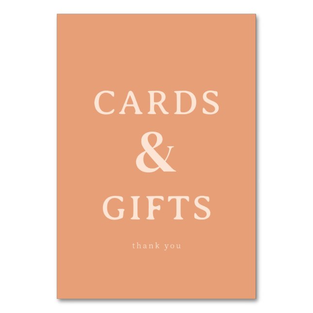 Numéro De Table Warm Peach Minimalist Gratitude Card (Par défaut)